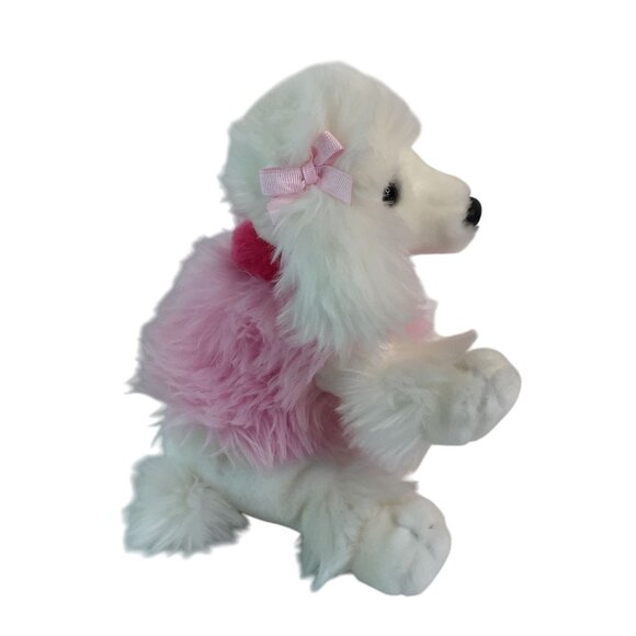 Lillian Vernon White Pink Floppy Poodle Plush 8" Puppy Dog Stuffed Animal Toy - Picture 2 of 6